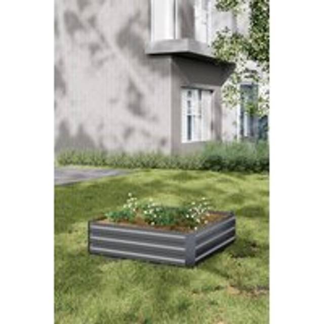 Grey Square Galvanized Steel Planter Box Raised Garden Bed - One Size