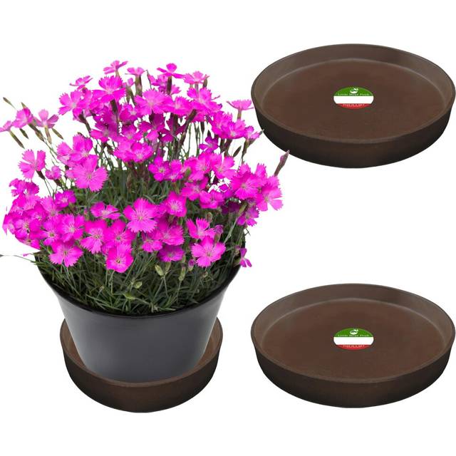 Little Bear Peak Round Composite Plant Saucer/Tray (2-Pack) | 60% Recycled Plastics & 40% Stone/Wood Powder | Heavy-Duty Water Catcher | Indoor & Outd
