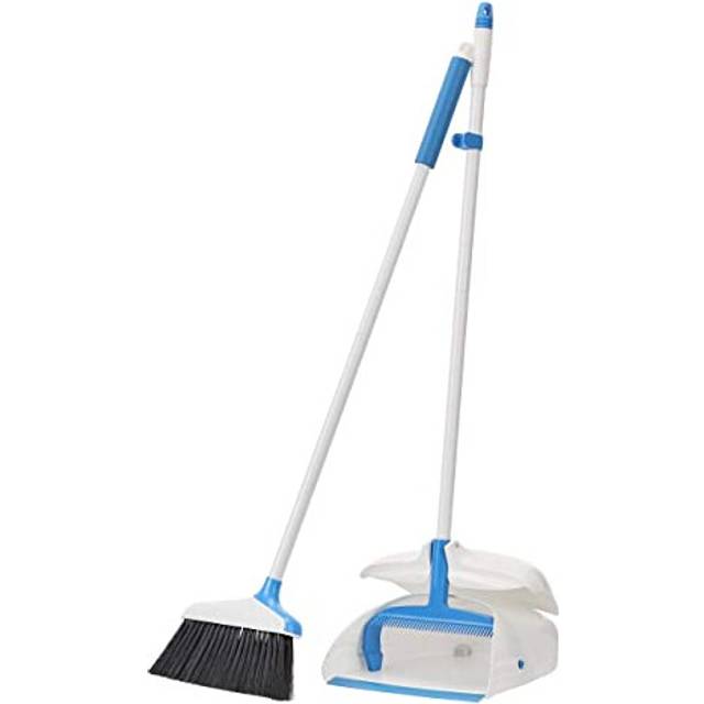 Amazon Basics Broom with Handled Dustpan, Blue&White