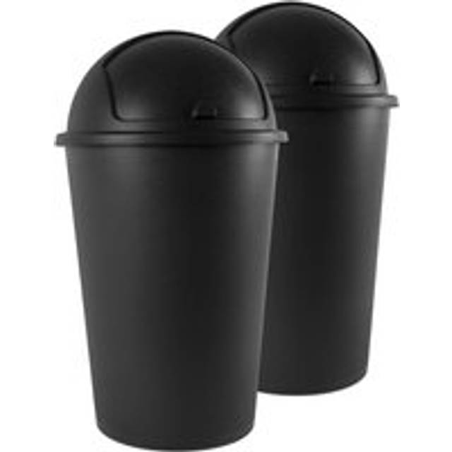 Dustbin 2Pcs Black Plastic 50L