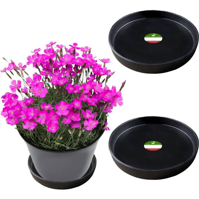 Little Bear Peak Round Composite Plant Saucer/Tray (2-Pack) | 60% Recycled Plastics & 40% Stone/Wood Powder | Heavy-Duty Water Catcher | Indoor & Outd
