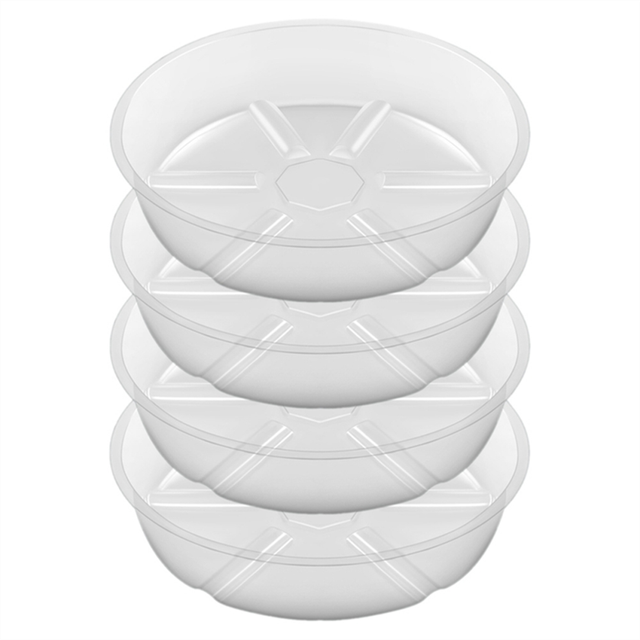 4Pack Clear Plant Saucer 10Inch Plastic Saucers Thicker Tray Flower Pot for Indoor Outdoor Garden