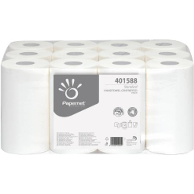 Papernet Standard Hand Towels Rolled White 1 Ply 401588 117 m 12 Rolls