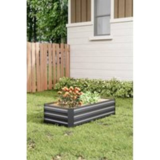 100cm W x 60cm D Grey Galvanized Steel Raised Garden Bed Planter Box - One Size