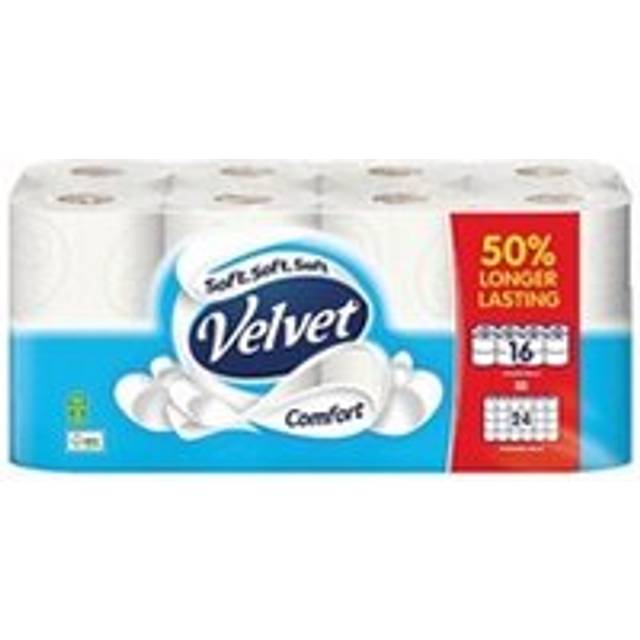 Velvet Comfort Toilet Roll 16 Rolls 50% Longer Lasting