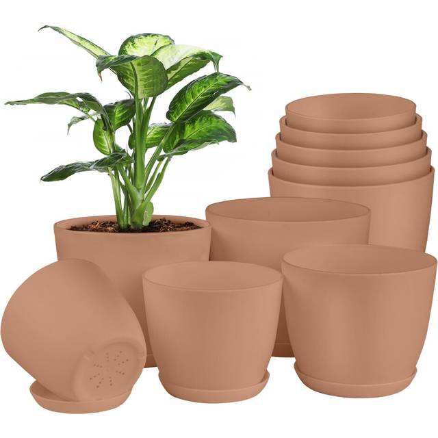 Lifemaster Planter Pots with Drainage Holes  Lightweight  Durable  and SpaceSaving Pots for Indoor and Outdoor  Versatile Fun