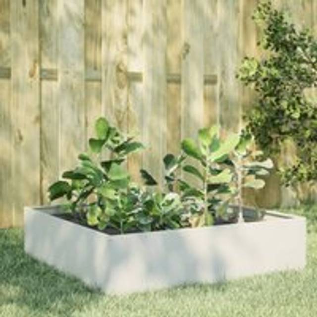 Garden Raised Bed White 100x100x25 cm Steel - One Size