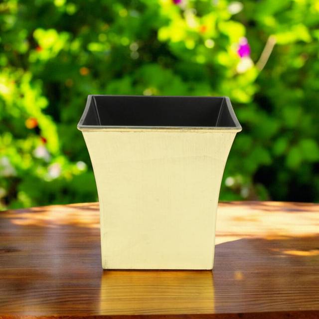 7 Gold Recycled Plastic Indoor Outdoor Square Pot Planter