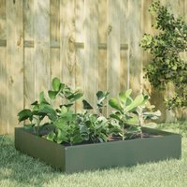 Garden Raised Bed Olive green 100x100x33.5 cm Steel - Green - One Size