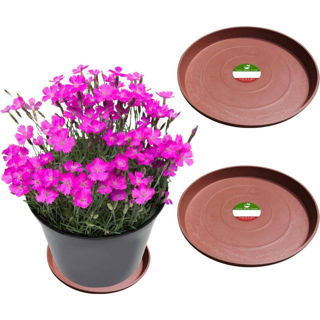 Little Bear Peak Round Composite Plant Saucer/Tray (2-Pack) | 60% Recycled Plastics & 40% Stone/Wood Powder | Heavy-Duty Water Catcher | Indoor & Outd
