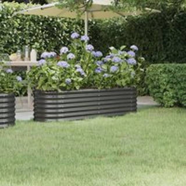 Garden Raised Bed Powder-coated Steel 152x40x36 cm Anthracite - Black - One Size