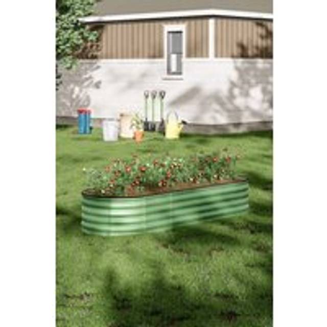 Patio Steel Raised Garden Bed for Vegetable & Flower - Light Green - One Size
