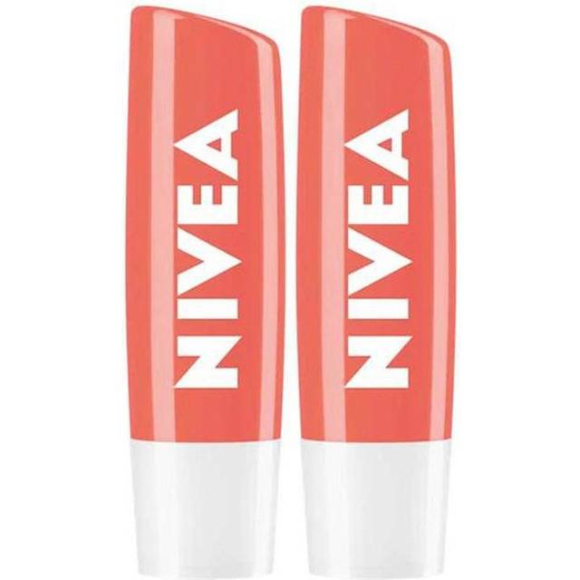 Nivea Lip Care Lip Balm, Fruity Shine Peach, 4.8g, 2 units