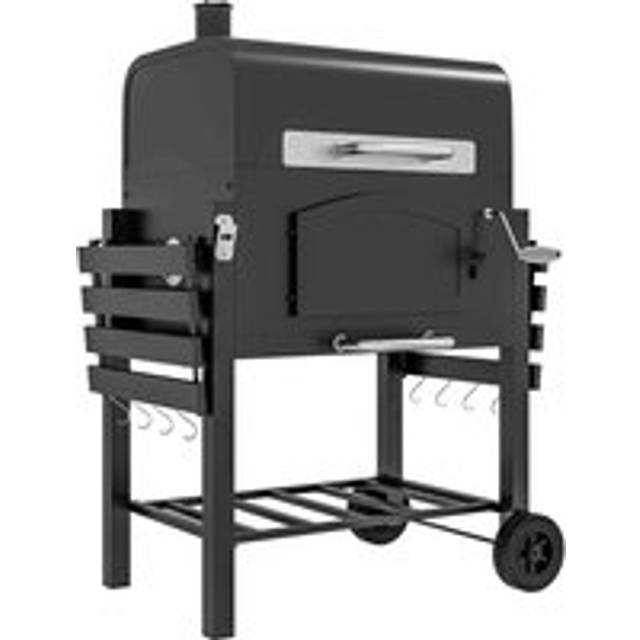 Outsunny Charcoal Grill BBQ Trolley w/ Adjustable Charcoal Height & Thermometer | TJ Hughes