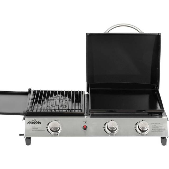 Dellonda 3 Burner Stainless Steel Portable Gas Plancha/Grill - 8.5Kw