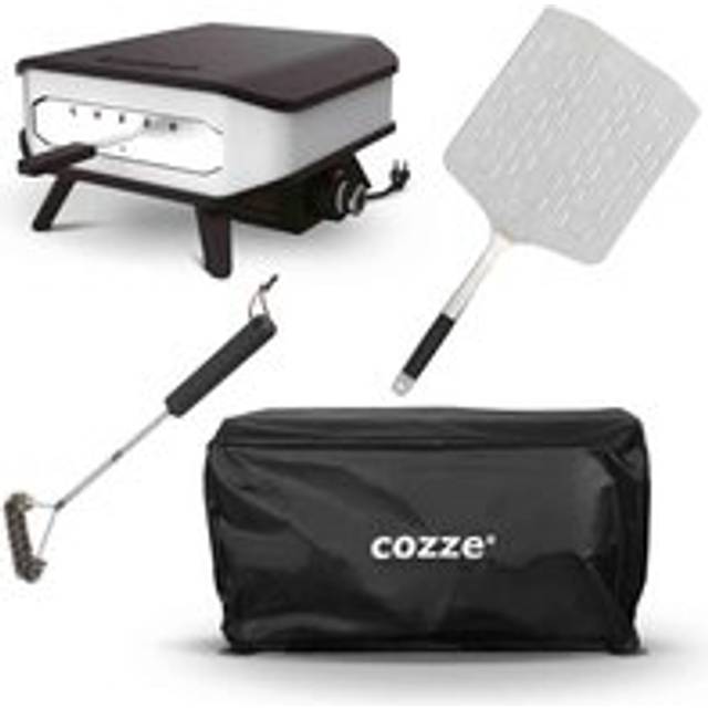 Kettler Cozze 13" Electric Pizza Oven w/ Pizza Stone and Door, Cover, Pizza Paddle Medium, Grill Brush, Multi