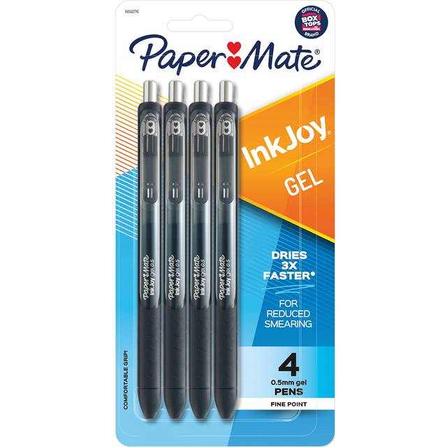 Paper Mate InkJoy Gel Pens  Fine Point  Black  4 Count
