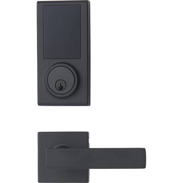 Amazon Basics Grade 3 Electronic Touchscreen Deadbolt Door Keypad Lock with Passage Lever  Matte Black  133mm H Uppper x 65.3mm H Lower