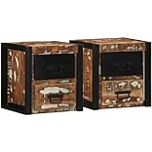 vidaXL Bedside Cabinets 2 pcs Multicolour 40x35x40 cm Solid Wood Reclaimed