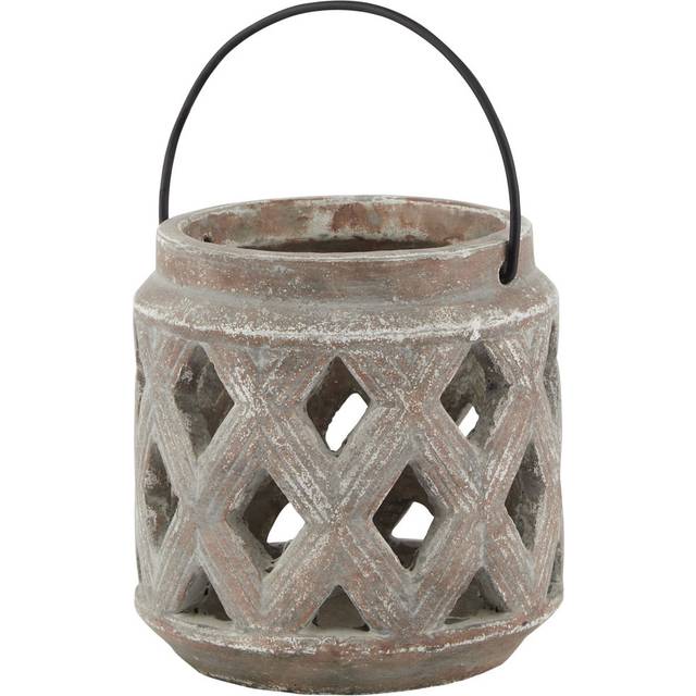 Amalfi Large Lattice Lantern - Brown (15cm H x 15cm W x 15cm D)