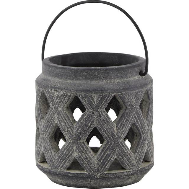 Amalfi Large Lattice Lantern - Grey (15cm H x 15cm W x 15cm D)