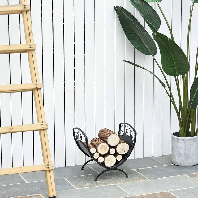 Log Rack - Black (41cm H X 43.5cm W X 36.5cm D)