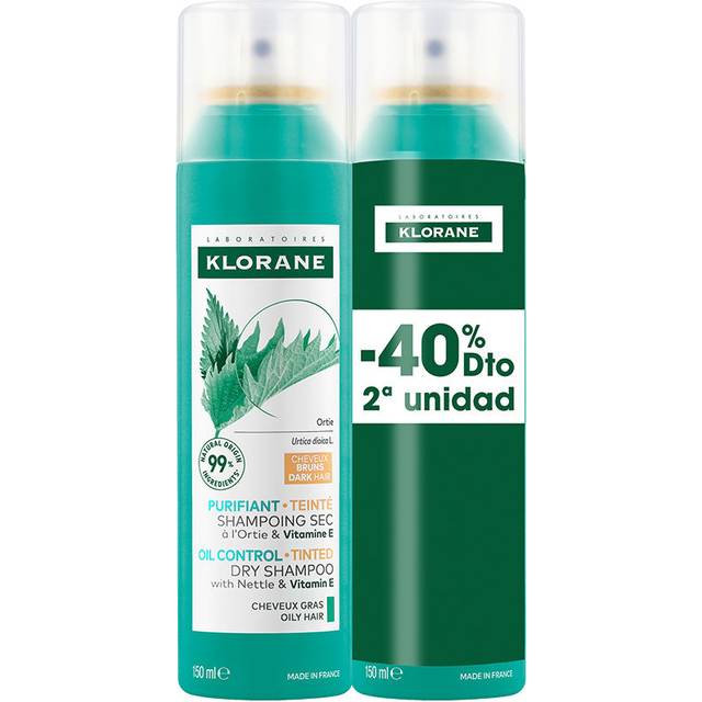 Klorane Purifying Dry Shampoo Nettle Dark Hair 2x150ml