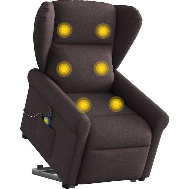 vidaXL Elektrisk massagefåtölj med uppresningshjälp mörkbrun tyg