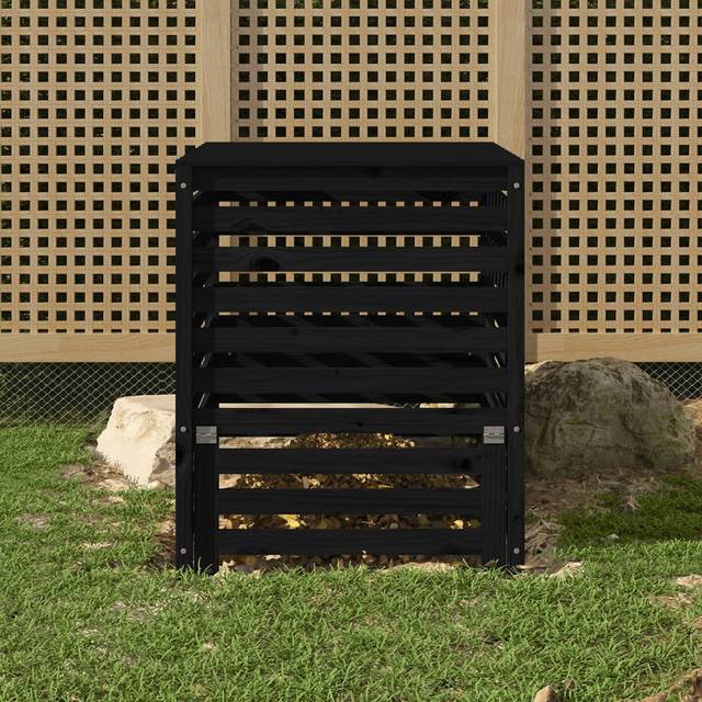 Anikka Solid Wood Outdoor Compost Bin - Black (63.5 W x 63.5 D x 77.5 Hcm)