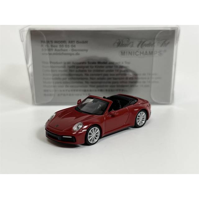 Porsche 911 Carrera 4S Cabriolet 2019 Red 1:87 Scale Minichamps 870068332