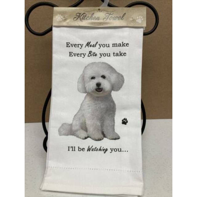 Bichon Frise Kitchen Towel - Soft Highly Absorbent - Bichon Frise Gifts - Dish Towels for Washing Dishes - Tea Towels - Reusable - Quick Drying - 100%