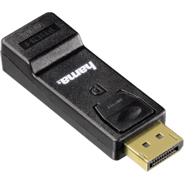 Hama DisplayPort till HDMI-adapter, 4K Ultra HD, DP kontakt till HDMI-uttag, perfekt för DP-gränssnitt (grafikkort/bärbar dator), svart