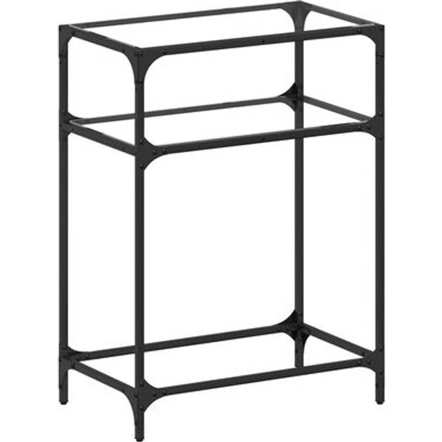 vidaXL Console Table with Transparent Glass Top 60x35x81 cm Steel