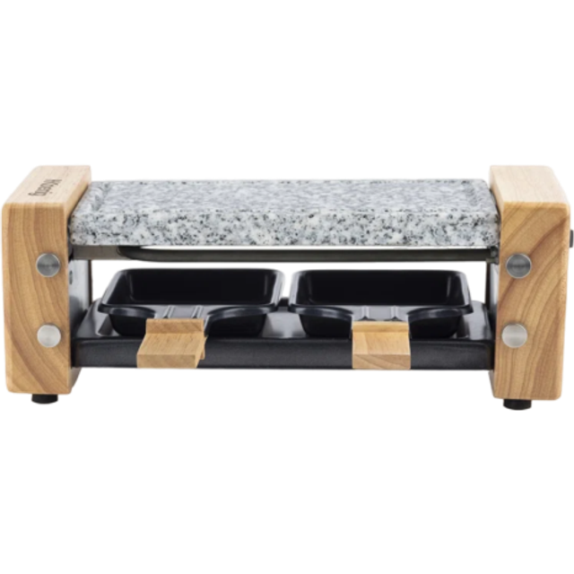 Raclette machine and cooking stone for 2 persons, wood design H.Koenig - Noir - 350 W