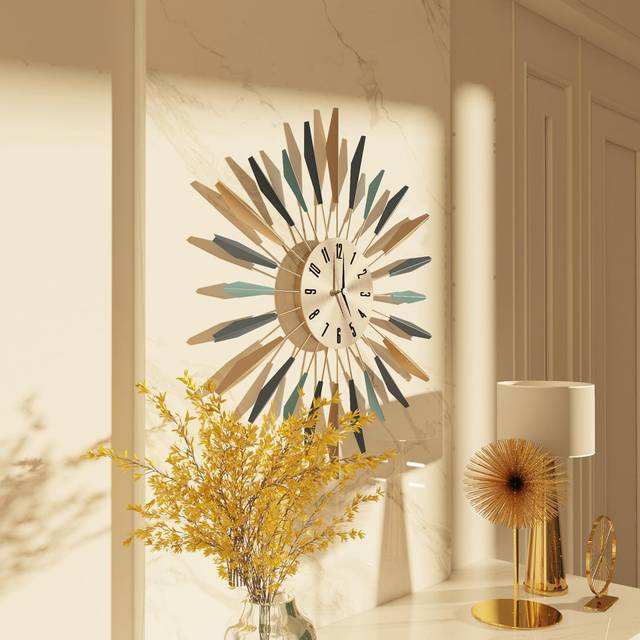Berrera Wall Clock - Blue;Gold (70cm W X 70cm H X 0.5cm D)