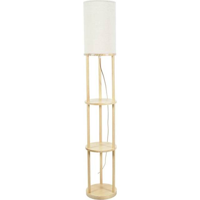 ValueLights Elsa 3 Shelf Cream Shade Wooden LED Floor Lamp