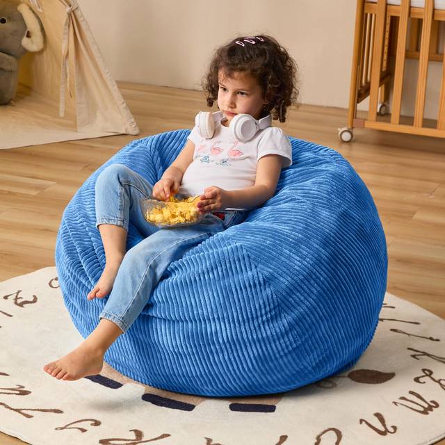 Cansunna Bean Bag Chairs Teardrop Bean Bag Chair Beanbag Chair with Memory Foam Filled Machine Washable Cover for Living Room  Bedroom (Small Blue)