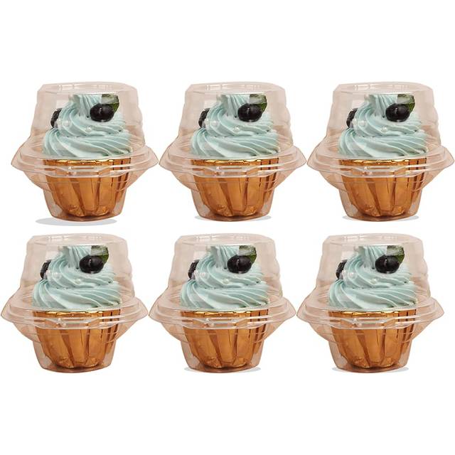 Reusable Single Cupcake Boxes -Individual Cupcake Container - Single Compartment Cupcake Carrier Holder Box - Stackable - Deep Dome - Clear Plast
