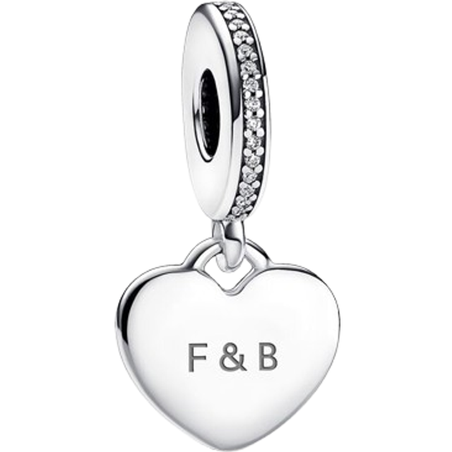 Pandora Engraving Heart Drop Charm - Silver