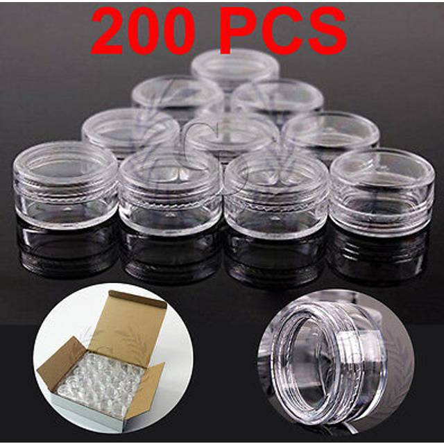 Quantity: 200 Pieces Beauticom 5G/5ML Round Clear Jars with Screw Cap Lid BPA Free