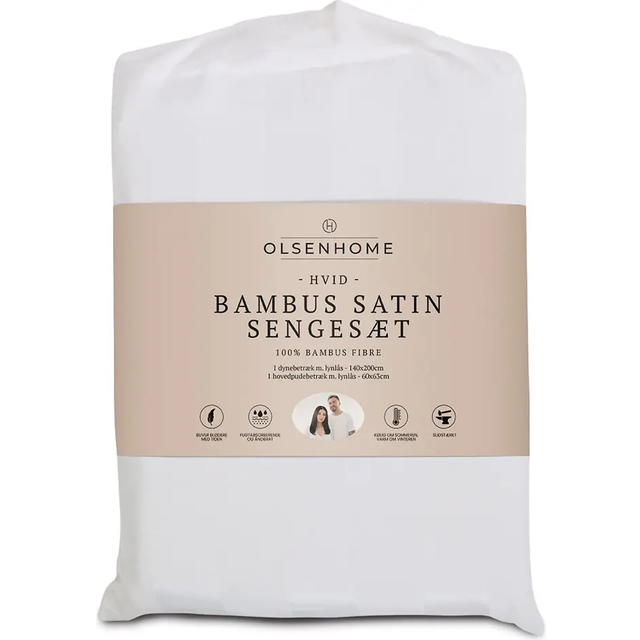 OlsenHome Bamboo Satin Dynebetræk Hvid (200x140cm)