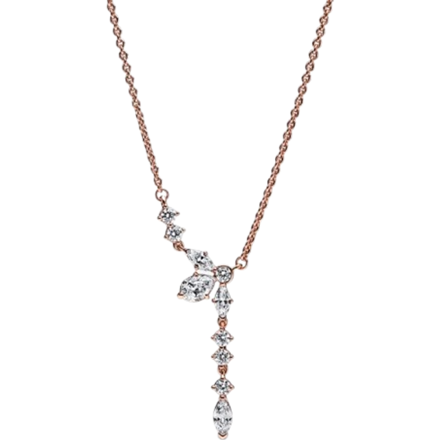 Pandora Rose Gold Sparkling Cluster Drop Necklace - Rose Gold - 45cm
