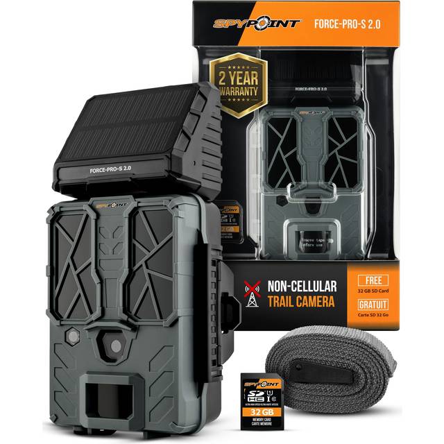 Spypoint FORCE-PRO-S 2.0 with Built-In Solar Panel, 4K Video Resolution, and 2.4-Inch LCD Screen