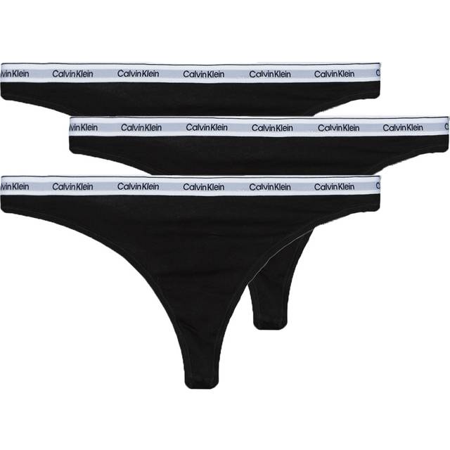 Calvin Klein Damen Strings Modern Logo Tangas, Schwarz (Black/Black/Black), M