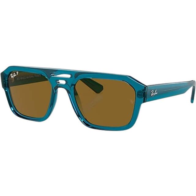 Ray - Ban Unisex RB4397 CORRIGAN 668383 Sunglasses Acetate Blue Brown Geometric Polarized