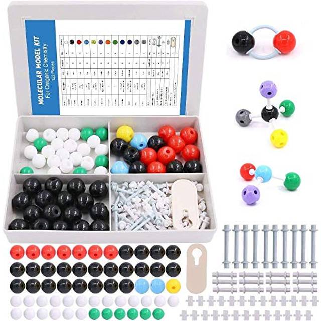 122 Pcs Organic Chemistry Molecular Model Student and Teacher Kit, Molecular Model Set for Inorganic & Organic Chemistry - 59 Atoms & 62 Links & 1