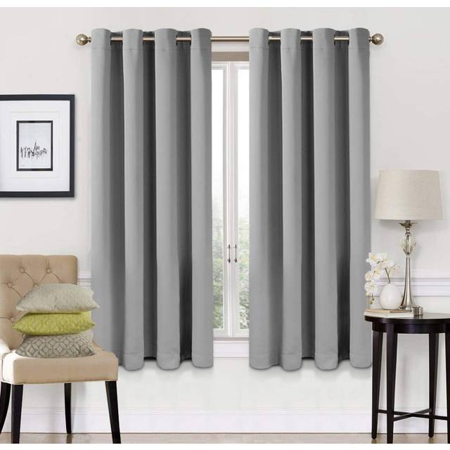 Blackout Curtains 2 Panels Set Thermal Insulated Window Treatment Solid Eyelet Darkening Curtain for Living Room Bedroom Nursery,Light Gray,66x54