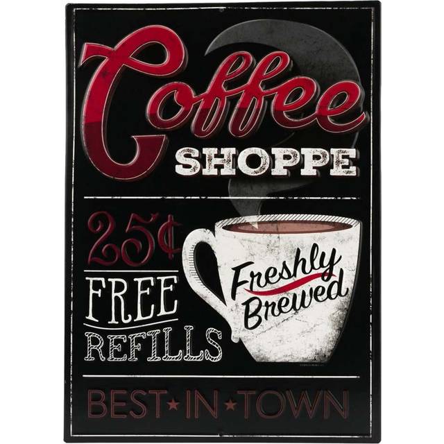 Coffee Shoppe Embossed Metal Sign - Vintage Diner Coffee Sign for Kitchen  Office or Coffee Bar