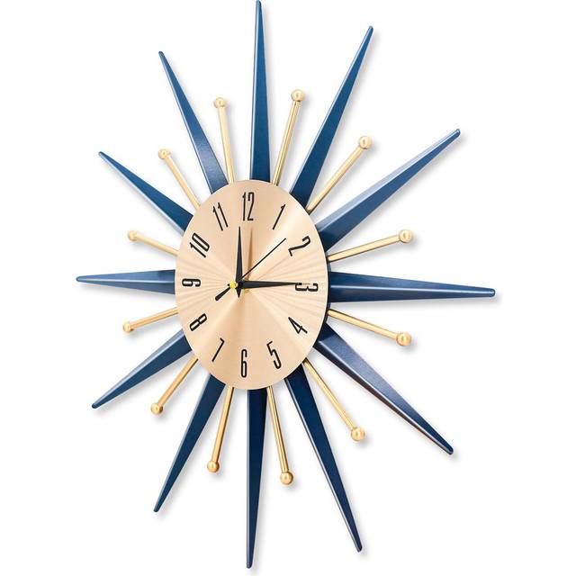 Bernave Metal Wall Clock - Blue;Gold (50cm W X 50cm H X 0.5cm D)