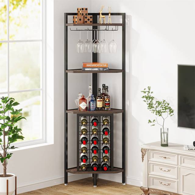 Industrial 4 Tier Corner Wine Rack (162.2cm H X 57.9cm W X 0cm D)